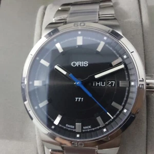 Reloj ORIS TT1 Día Fecha Esfera Negra Acero. Fotos de reloj tomadas con plástico original - Imagen 1 de 9