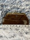 Vintage coin purse With Faux Brown And White Cow Hair Hide Clip Closure