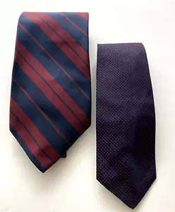 2 Vintage Navy / Red Silk Neck Ties - Bronzini 3 X 53" and Jordan Marsh 4 X 56" - Picture 1 of 8