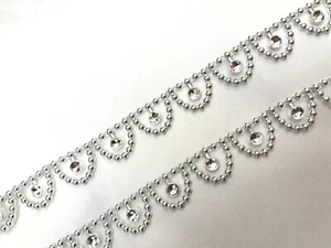 15mm/1YRD Diamante Bling Sparkling Diamond Effect Wedding Cake Craft Trim Ribbon - Picture 1 of 6