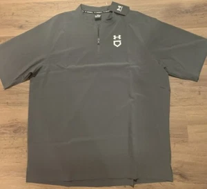 NWT Under Armour Mens Short Sleeve Cage Jacket HOT 1/4 Zip Pullover GRAY sz S - Picture 1 of 5
