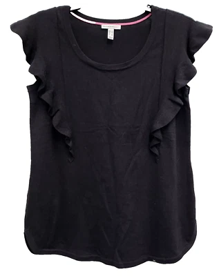 Isaac Mizrahi Live Womens Top Large Black Ruffle Flutter Sleeve Knit Whimsygoth - Изображение 1 из 4