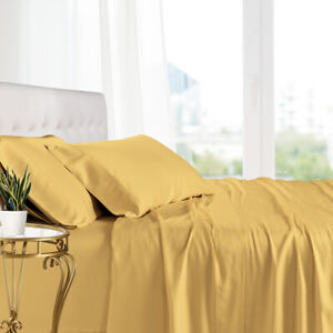 Super Soft Bamboo Viscose Bed Sheets Luxury Deep Pocket Cool Solid Sheet Set