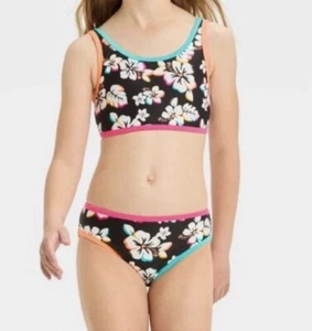 Cat & Jack Girl’s Hibiscus Floral Hawaiian Bikini Swimsuit Size S 6/7 NWT Summer - Picture 1 of 9