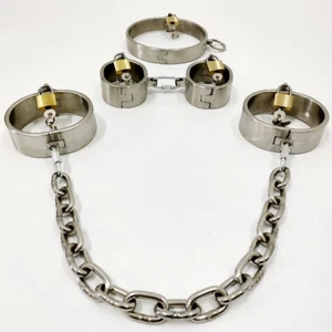 Grilletes de bondage de acero inoxidable de alta resistencia cuello esposas tobilleras SM - Imagen 1 de 21