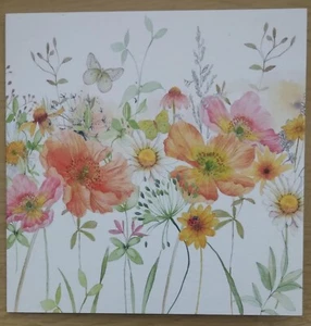 Whistlefish Poppies And Daisies Small Greetings Card Flowers Butterfly MWT 57 05 - Picture 1 of 1