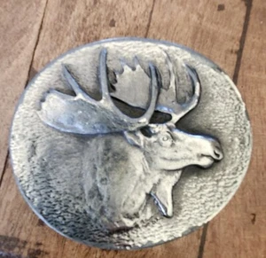 Wyoming Studio Art Works Vintage 1976 Moose D Ring Belt Buckle - Picture 1 of 7