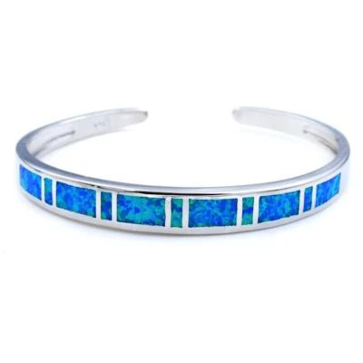 Vikoly Fashion Fine Blue Fire Opal Bangles 925 Sterling Sliver Jewelry For Women - Image 1 of 4