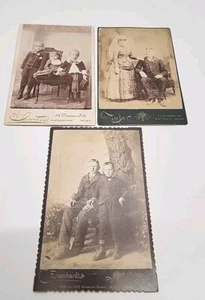 3-Antique Cabinet Card Photographs Of Children , Couple,Michigan History - Picture 1 of 9