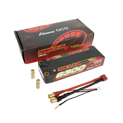 Gens Ace Redline 6300mAh 7.4V 130C 2S HardCase Lipo Battery For Drag Racing Car - Image 1 of 4