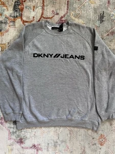 Vintage Y2K DKNY Sweatshirt Crewneck Gray Size XL - Picture 1 of 7