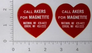 Lote de 2 calcomanías adhesivas de minería de carbón Akers Magnetite Ceredo West Virginia - Imagen 1 de 1