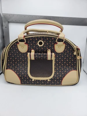 Bolsa de viaje porta mascotas cachorro perro gato, marrón, diseñador de lujo 19"x11"x5" Foto 1 de 4