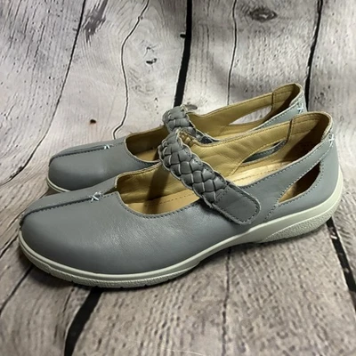 HOTTER 'Shake' Cuero Gris Guijarro Mary Janes Cómodo Pisos Inglaterra UK6 US8 GUC Foto 1 de 4