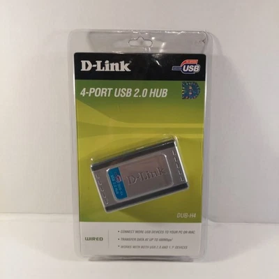 D-Link DUB-H4 USB 2.0 Four-Port Hub with Power Supply and USB Cable New Sealed - Image 1 of 4