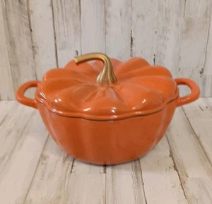 PIONEER WOMAN 3.5 Qt Pumkin Dutch Oven Enamel Over Cast Iron Casserole Flaw - Picture 1 of 11