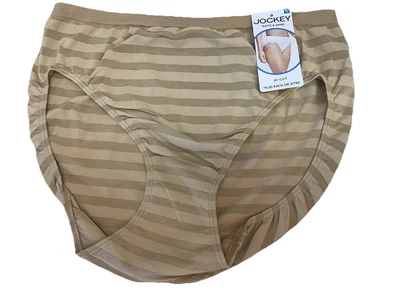 全新带标签 JOCKEY HI CUT BRIEF 尺码 9/XXL TAN 条纹 — 第 1/4 张图片