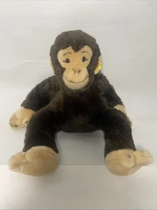 Steiff Jocko Monkey Chimpanzee Plush Tag in Ear Plush 12 Inch Sitting Realistic - Picture 1 of 5