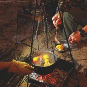 Cocina Exterior Campamento Hoguera Fiesta Colgante Sartén Olla Colgante Cadena Titanio - Imagen 1 de 23