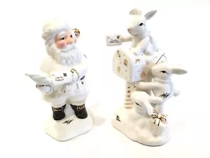 Home For The Holidays Holly Holiday Santa & Rabbits Salt & Pepper Shakers IOB - Picture 1 of 4