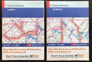 SBB 2001-2002 Swiss Regionalfahrplan Train Timetable Switzerland Luzern Gotthard - Picture 1 of 4