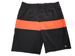 Volcom Black Red  Polyester Elastane Board Shorts size XL 18-20 - Picture 1 of 8