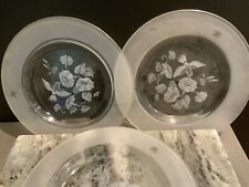 Avon 24% Full Lead Crystal Hummingbird (Set of 3) 8" Luncheon Plate Etched.