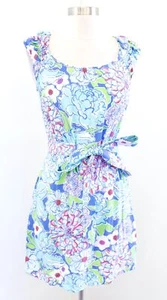 Lilly Pulitzer Maya Worth Blue May Flowers Floral Print Tie Waist Dress Size XS - Picture 1 of 8
