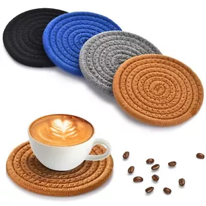Coaster For Drink Beer Coffee Cotton Coaster Set Of 4 For Kinds Cups Home Kitche - Picture 1 of 5