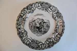 ANCIENNE ASSIETTE EN FAIENCE DE GIEN VIELLES CHANSONS N° 1 "FANFAN LA TULIPE" - Picture 1 of 4