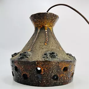 Keramik Lampenschirm Keramiklampe Pendelleuchte teilglasiert MCM 60er Ø 20 cm - Bild 1 von 18