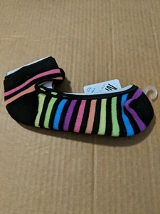 JACQUES MORET LOW CUT GIRLS SOCKS 2 PAIRS RAINBOW STRIPES sz 6- 8.5 COLORFUL  - Picture 1 of 2