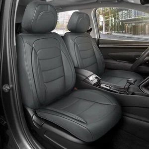 Fundas de asiento de cuero sintético MotorBox 2 piezas delanteras de carbón ajuste universal para autos/SUV - Imagen 1 de 1