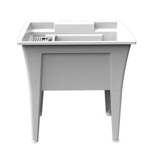 Heavy Duty Garage Utility Laundry Sink 32 In. x 22 In. Polypropylene White New - Picture 1 of 7