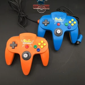 Nintendo 64 Controller Pikachu Orange Blue set Pokemon Japan Tested - Picture 1 of 17
