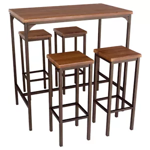 Juego Mesa BAR Rectangular Y 4 Taburetes Tacones Modelo Firenze Brown Diseño H.110 - Imagen 1 de 16