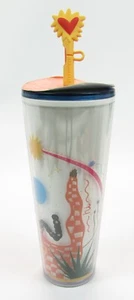 2023 Starbucks x Manuela Guillen 24-Oz Tumbler w/Silicone Heart Straw Topper NWT - Picture 1 of 5
