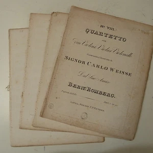 string quartet BERNHARD ROMBERG quartetto 8 , op.37 a maj , c.1823 - Picture 1 of 1