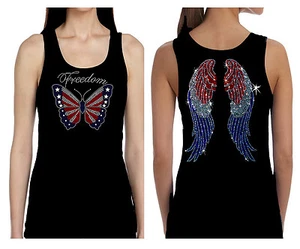 CAMISETA SIN TANQUE DE DÍA DE VETERANOS CON BANDERA DE MARIPOSA ÁNGEL ESTRÁS 4 DE JULIO - Imagen 1 de 3