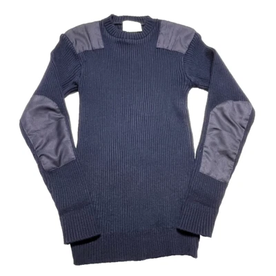 Vintage British Commando Sweater Mens Lg Woolly Pully Elbow Patches Epaulettes - Image 1 of 4