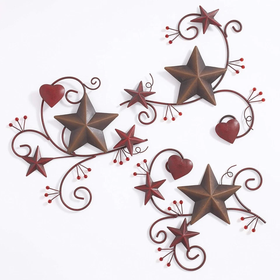 Country Hearts & Stars Wall Hanging Berries Folk Art Primitive Wall Decor - Image 1 of 1