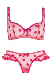 AGENT PROVOCATEUR GABBY HEART BRA & BIG BRIEF SET 32DD SMALL / AP2 UK 8-10 BNWT - Picture 1 of 3