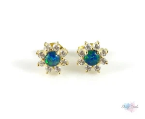 Autentici orecchini australiani piccoli opale 4x4 mm, argento sterling 925 - Foto 1 di 11