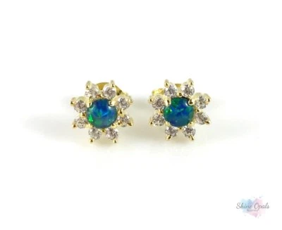 Autentici orecchini australiani piccoli opale 4x4 mm, argento sterling 925 - Immagine 1 di 4