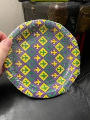 Havercamp Mardi Gras 8ct. Platos de Postre 7" Suministro de Fiesta ¡¡¡Nuevo!!!! Foto 1 de 2