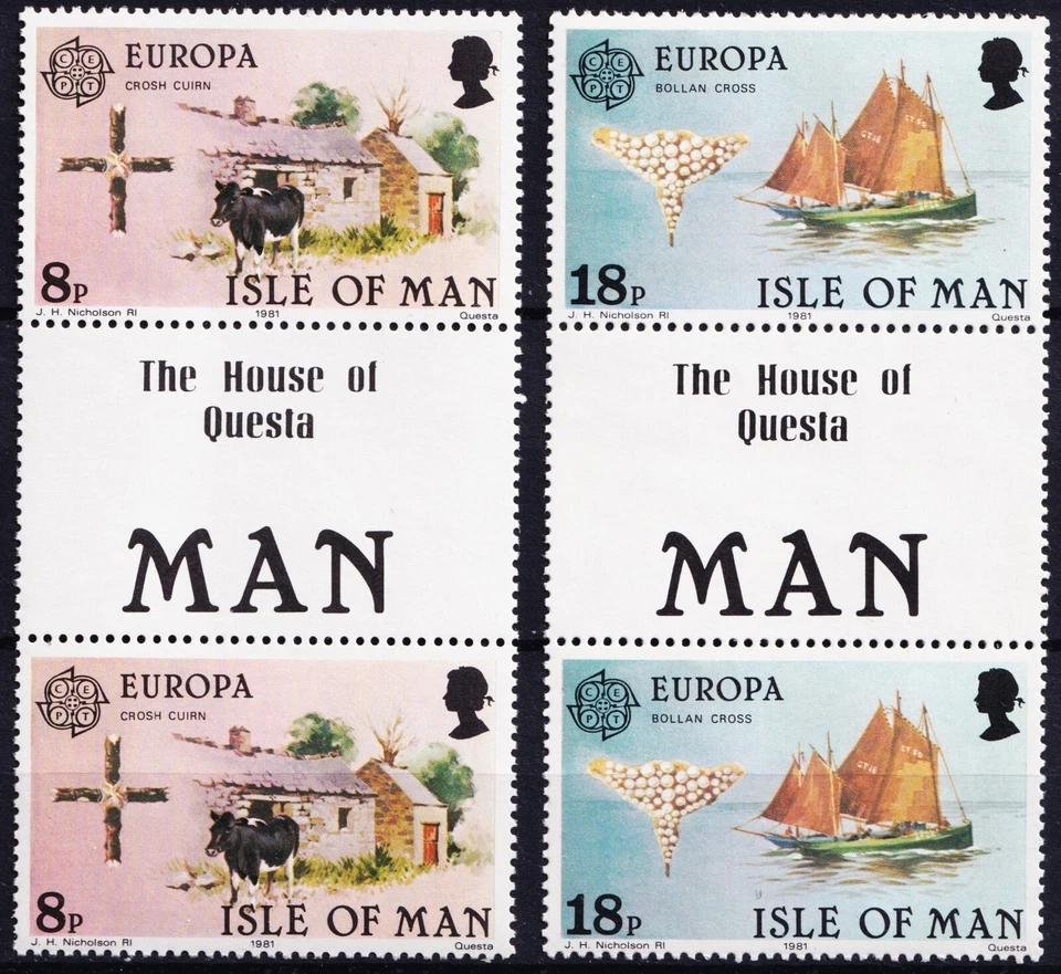 ISLE OF MAN . 1981 Europa GUTTER PAIRS (191-192) . Mint Never Hinged - Image 1 of 1