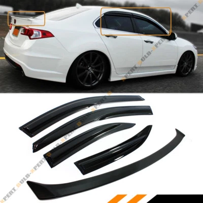 JDM WAVY STYLE SMOKED WINDOW VISOR+TRUNK SPOILER FOR 2009-2014 ACURA TSX EURO R Foto 1 de 4