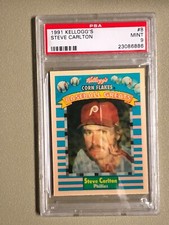 STEVE CARLTON 1991 SPORTFLICS KELLOGS PSA 9