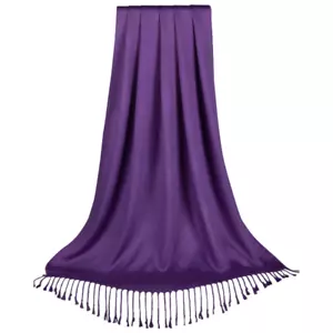 Klassischer lila Pashmina Schal - luxuriöses Kaschmir-Feeling mit eleganten Fransen - Bild 1 von 6