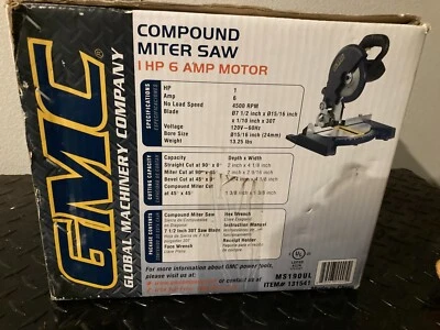 GMC Compound Miter Saw- Model: MS190 – 7.5” Blade. Rarely used and works great - Image 1 of 4